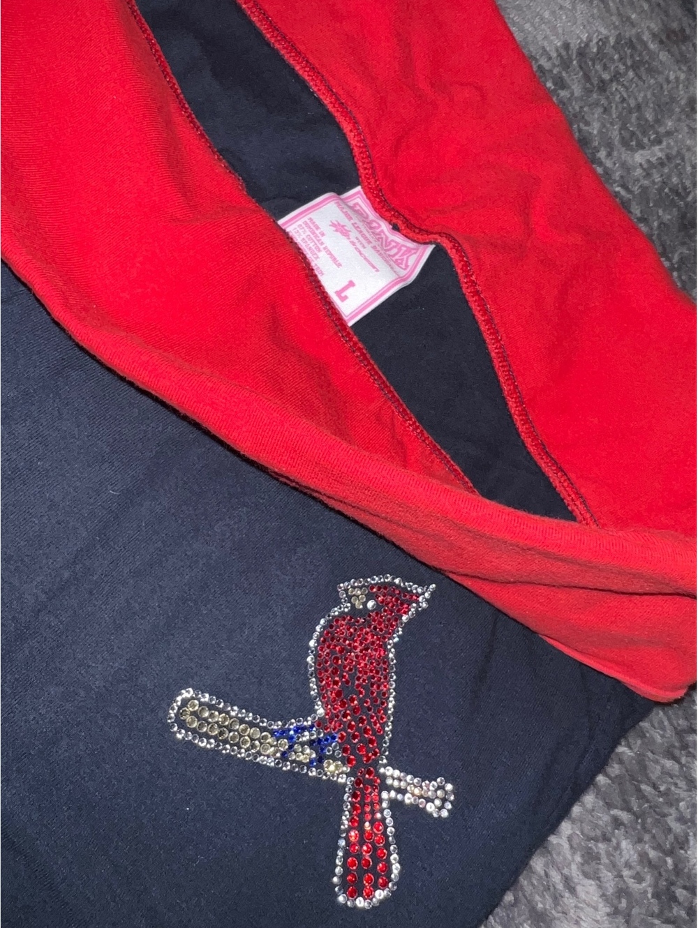 Victoria’s Secret PINK, STL Cardinals, bling gold over leggings, size Large